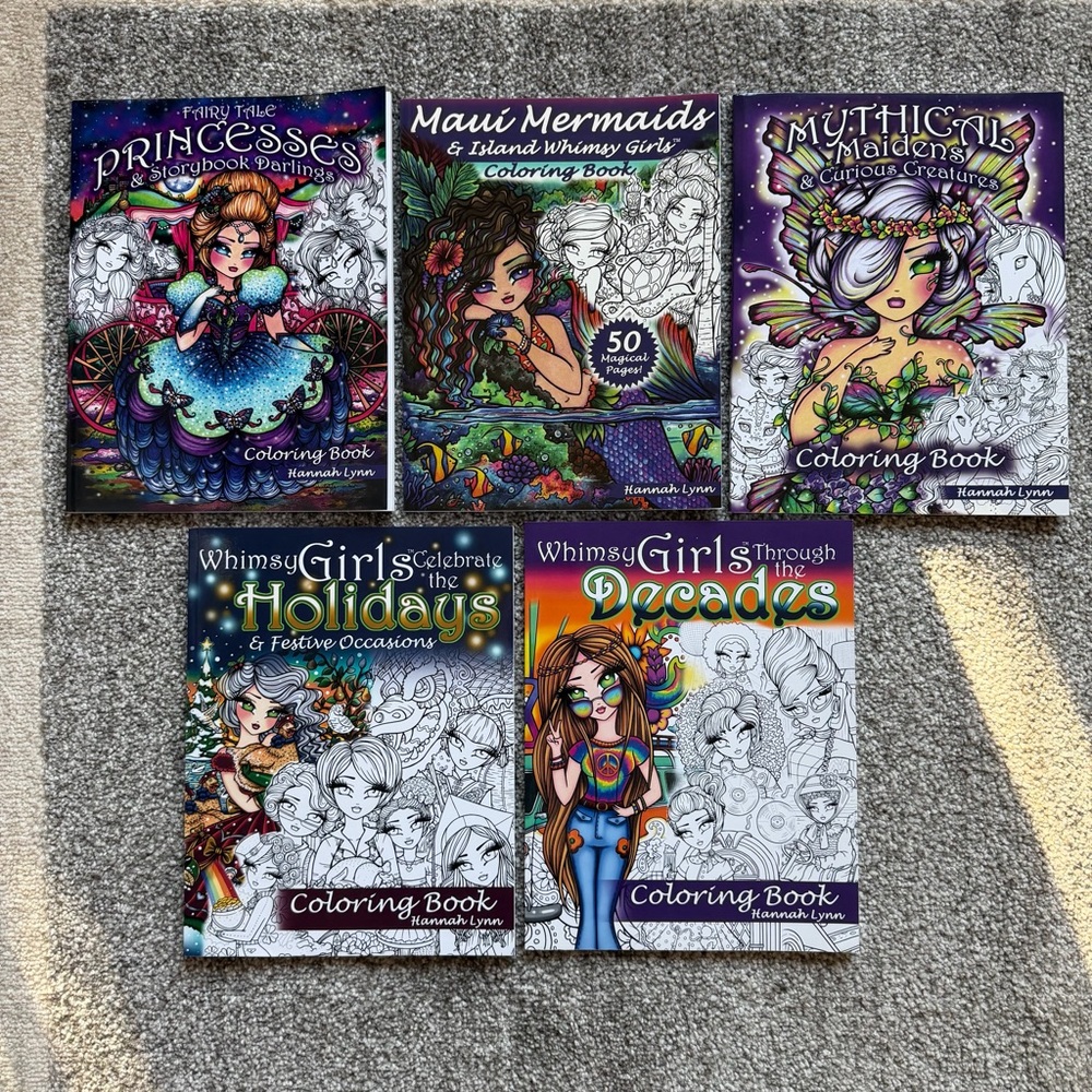 Hannah Lynn Adult Coloring Book Bundle of 5 Coloring Books NEW